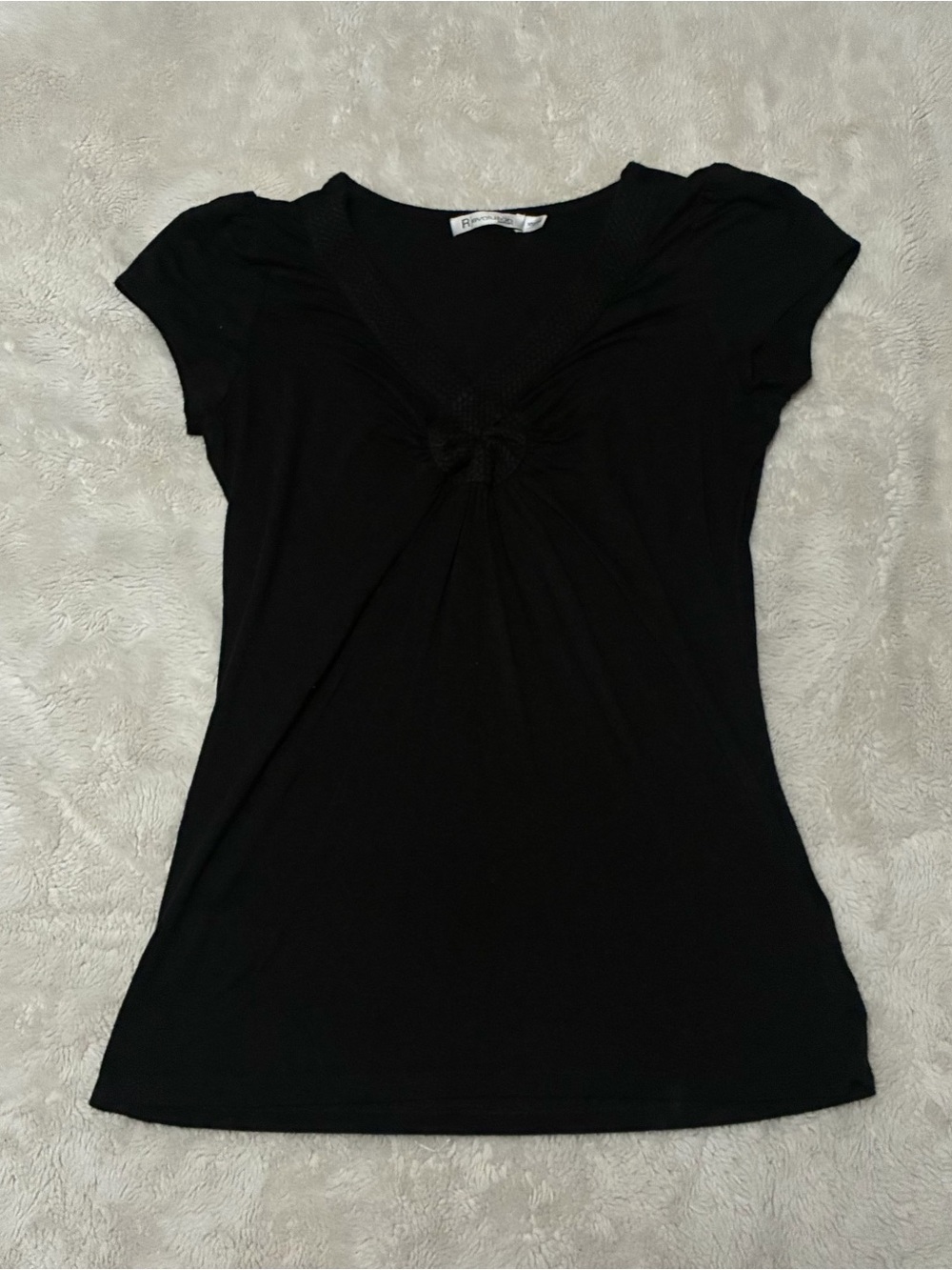 Revolution Black Short Sleeve Knot-Front Tee